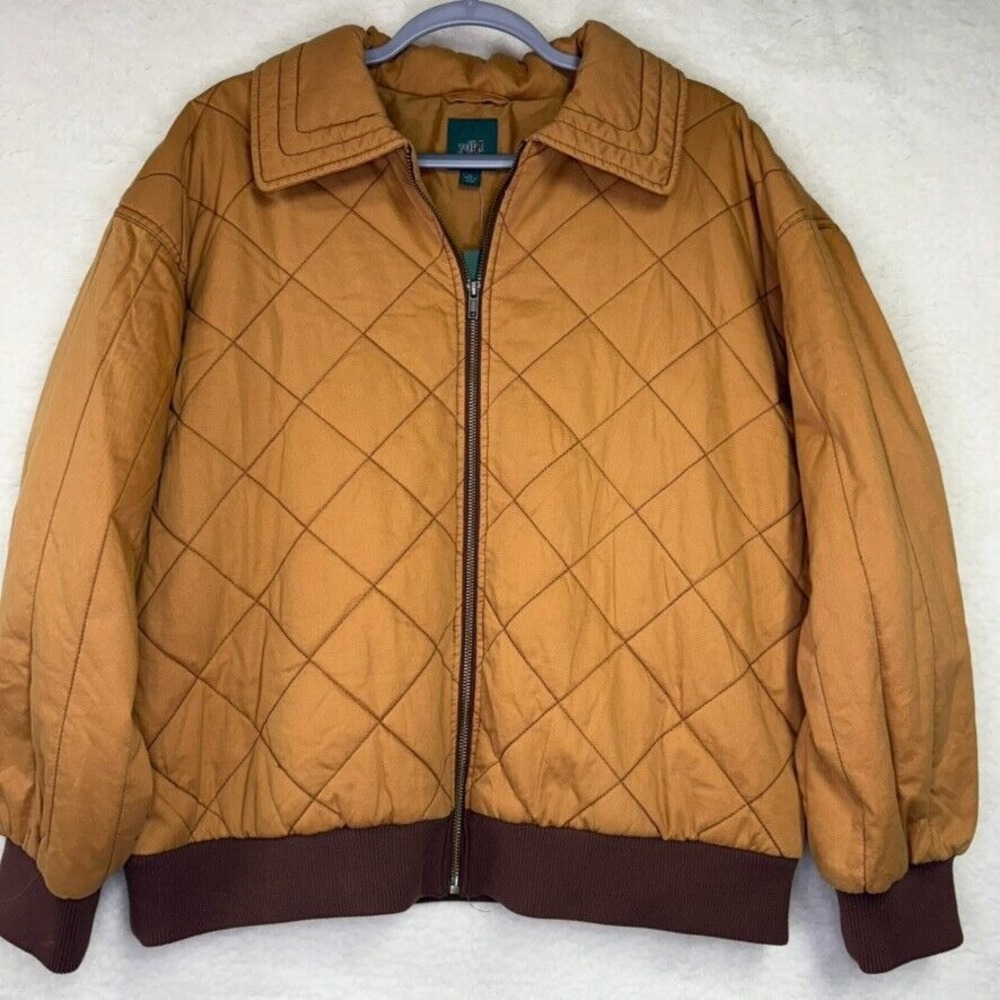 Wild Fable Quilted Bomber Jacket in Mustard Brown - Picture 3 of 9